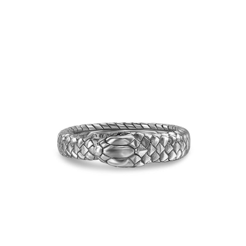 Ouroboros Band Ring in Sterling Silver with Black Diamonds, 6mm