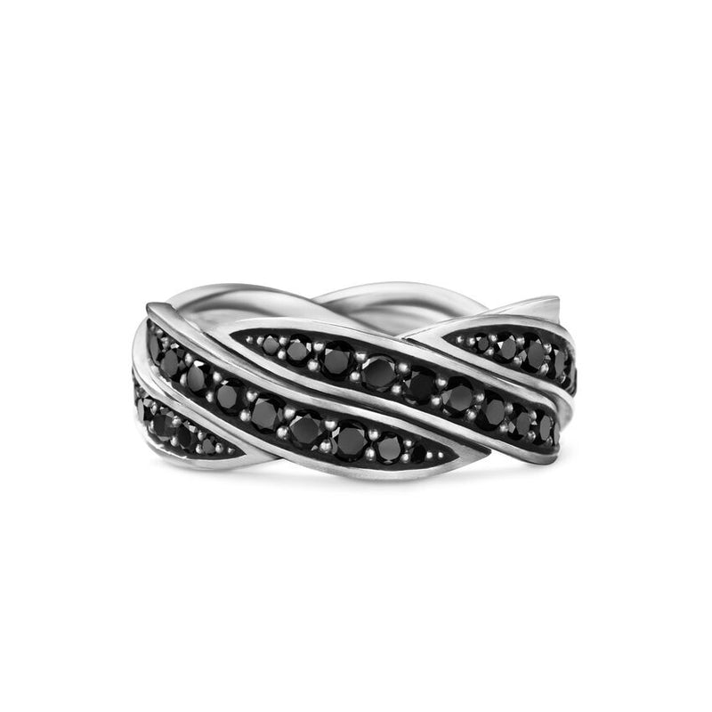 DY Heliosâ„¢ Band Ring in Sterling Silver with Black Diamonds, 9mm