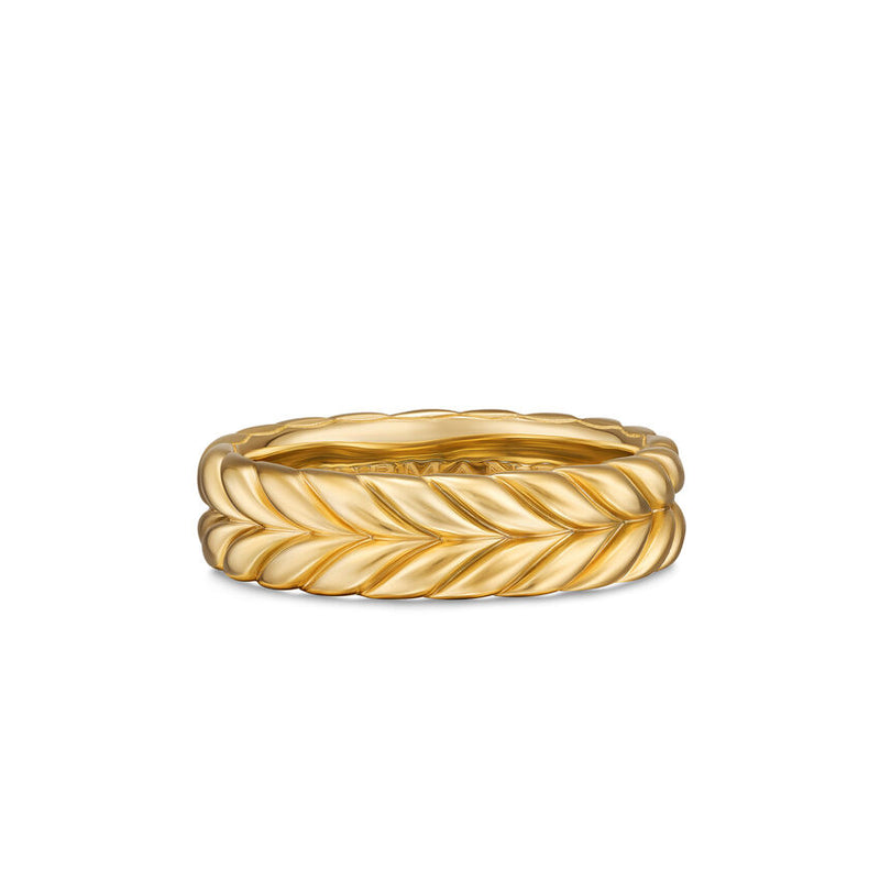 Chevron Band Ring in 18K Yellow Gold, 6.2mm