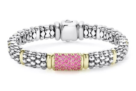 A LAGOS caviar bracelet with pink sapphire accents.