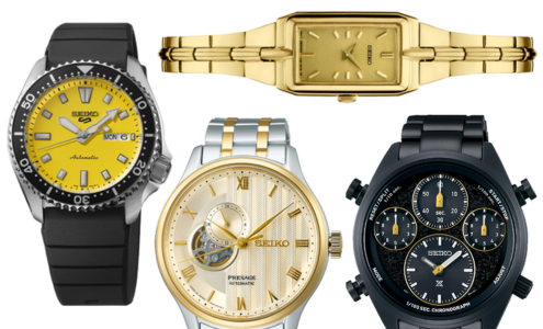 A close-up of 4 Seiko watches, all available at Albert’s Diamond Jewelers.