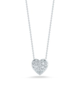 A pave diamond heart pendant from Roberto Coin’s Tiny Treasures collection.