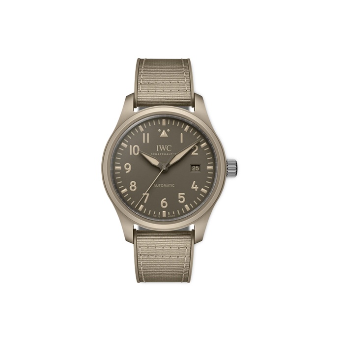 Elegant taupe wristwatch with a fabric strap and minimalist dial