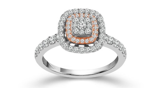 a triple halo engagement ring by Albert’s Diamond Jewelers