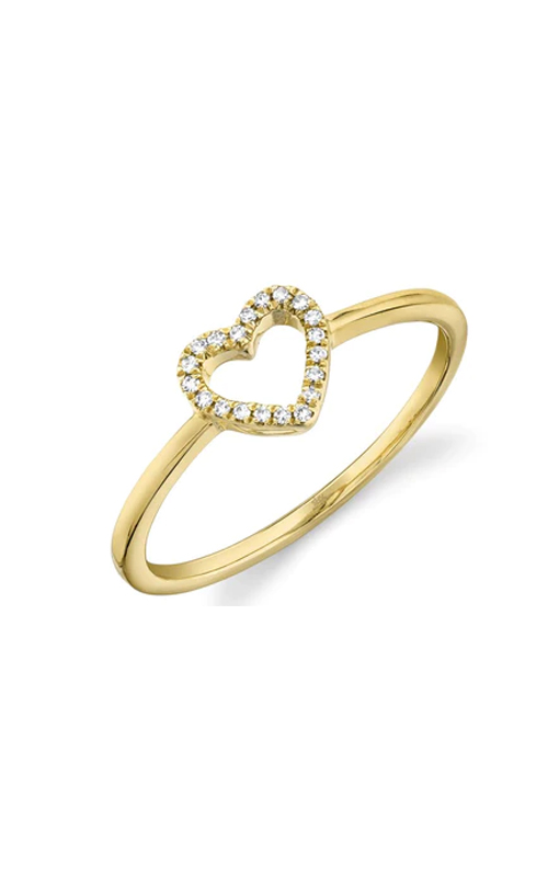 A yellow gold heart shaped ring.