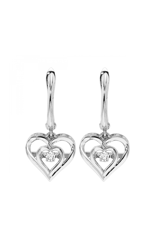 A sterling silver heart shaped drop earrings.
