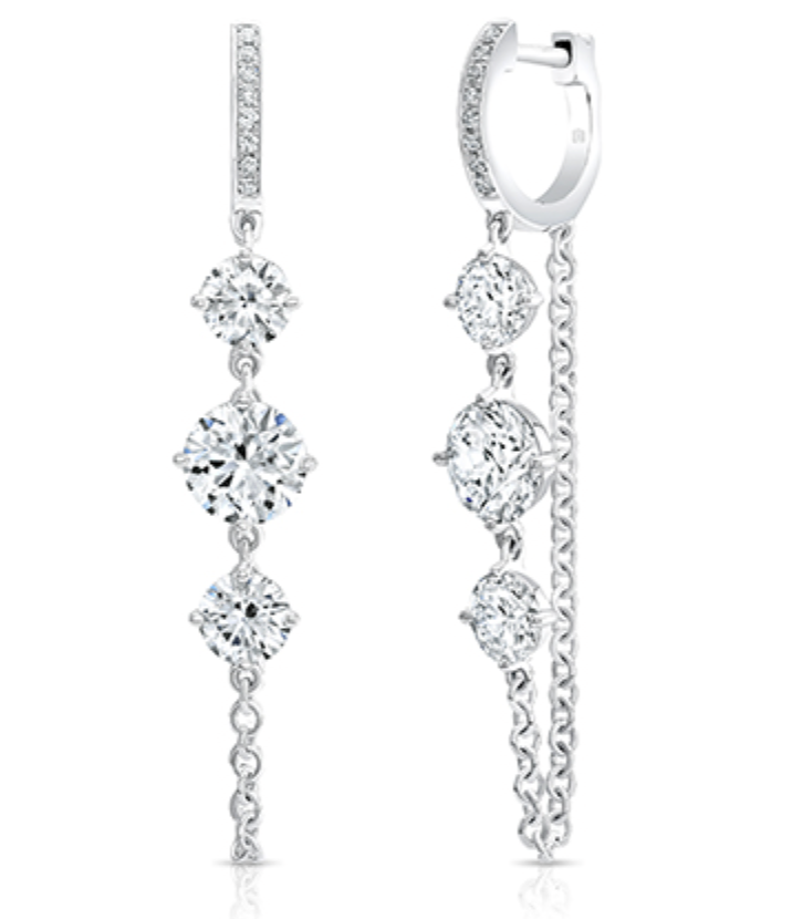 White gold diamond dangle earrings.