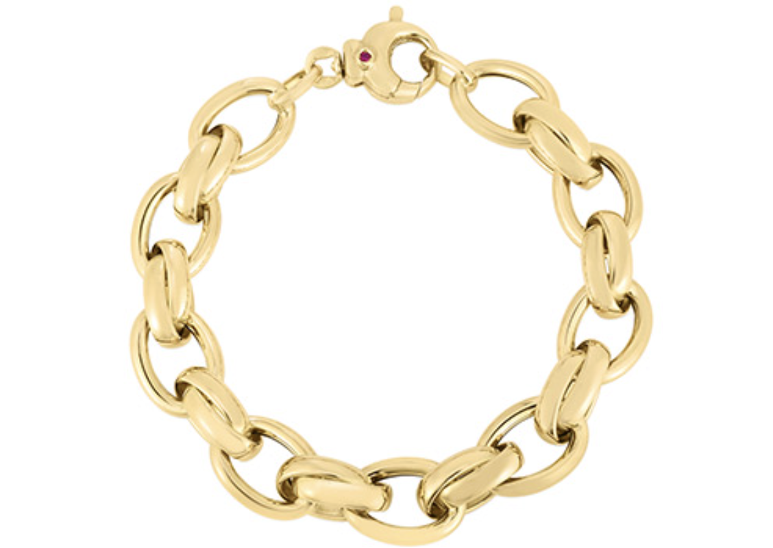 A yellow gold link bracelet.