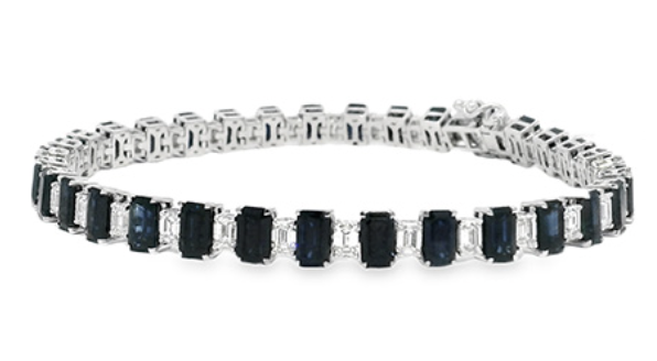 A white gold sapphire and diamond tennis bracelet