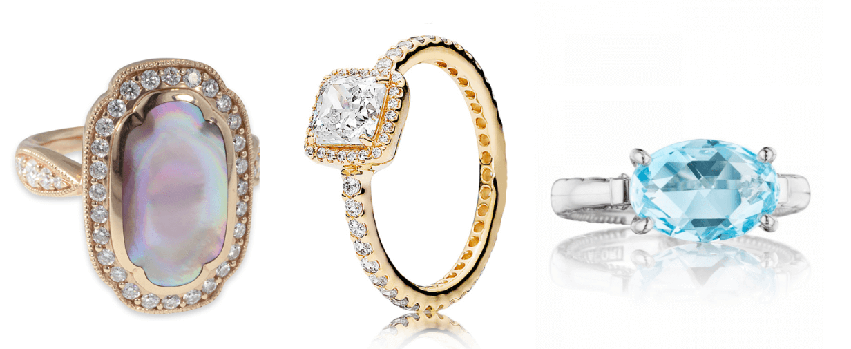 Gemstone Promise Rings from TACORI, PANDORA, and Kabana