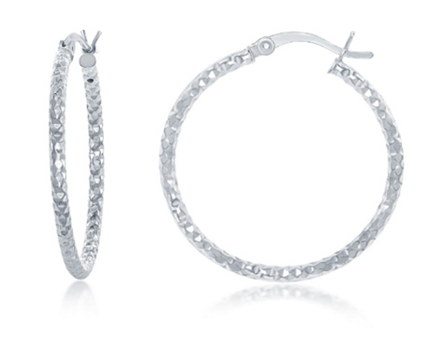 diamond-cut hoop earrings