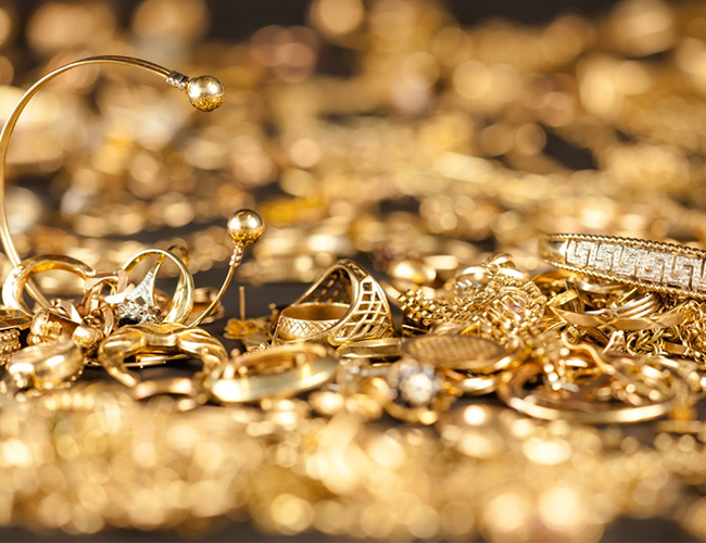 various pieces of yellow gold jewelry