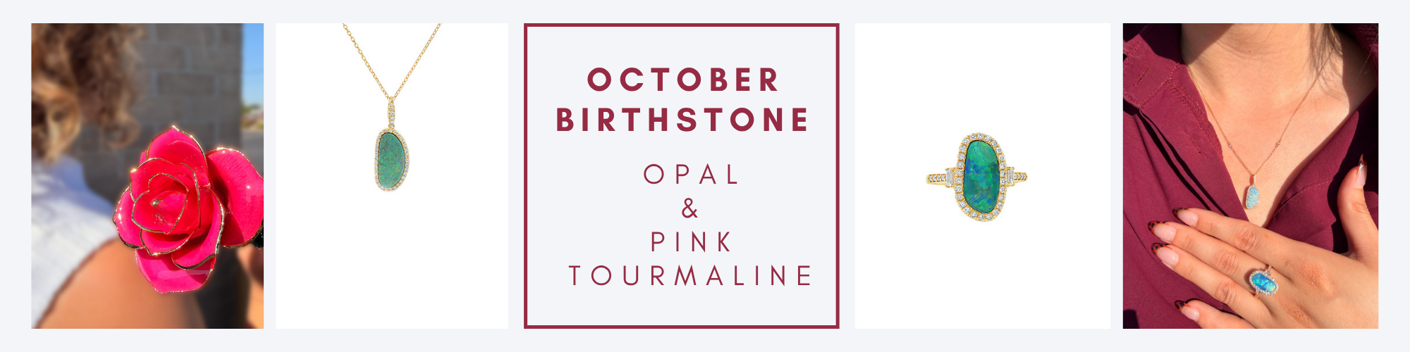 October Birthstone Opal and Pink Tourmaline