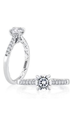A.JAFFE 18k White Gold 1.00 ct Round .15 ctw Side Diamond Engagement Ring MECRD2491Q