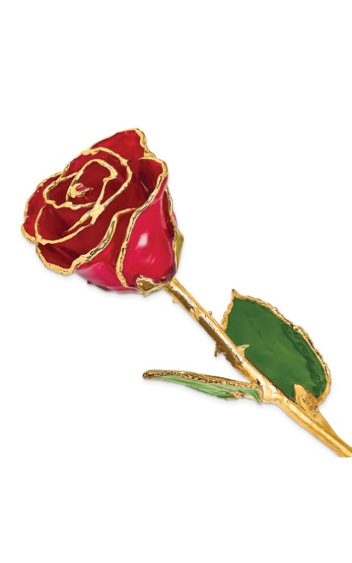 Albert's Lacquer Dipped Gold Trimmed Red Real Rose GP9341