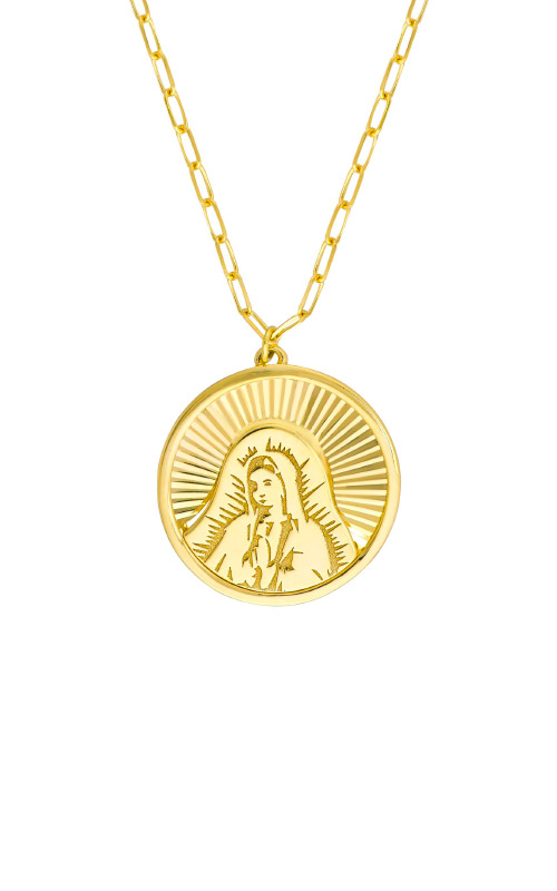 9ct Yellow Gold Virgin Mary Necklace 16mm x 11mm