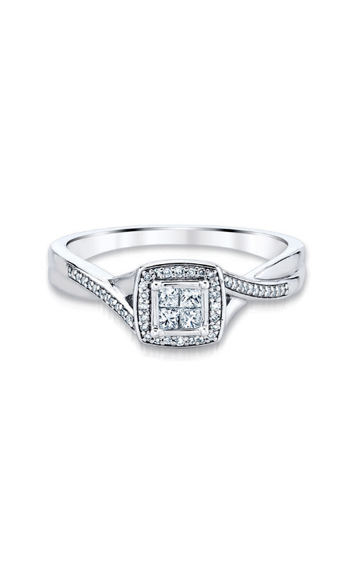 White Gold Quad Princess Diamond Halo Promise Ring 1/5ctw | REEDS Jewelers