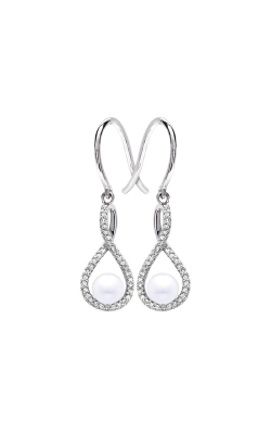 Albert`s Sterling Silver Diamond Pearl Earrings E6232-PRL-SS