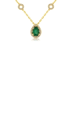 Albert`s 14k Yellow Gold .93ctw Emerald and Diamond Necklace C8697EM