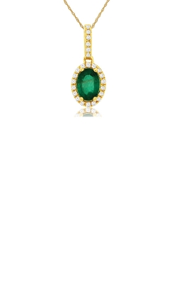Albert`s 14k Yellow Gold .82ctw Emerald and Diamond Necklace C8644EM