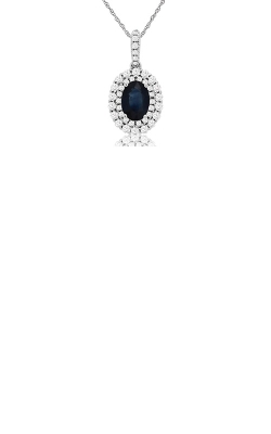 Albert`s 14k White Gold 1.39ctw Blue Sapphire and Diamond Necklace WC8531S