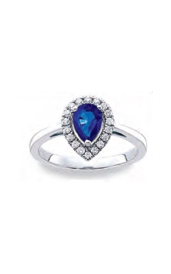 Albert`s 10k White Gold Created Blue Sapphire and Diamond Ring RM9289-CS-018-0WAS43