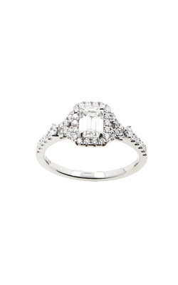 Albert`s 14k White Gold .86ctw Emerald Diamond Halo Engagement Ring ER11100-E052A-S
