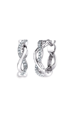 Albert's 10k White Gold Diamond Infinity Hoop Earrings 2218840050W-02