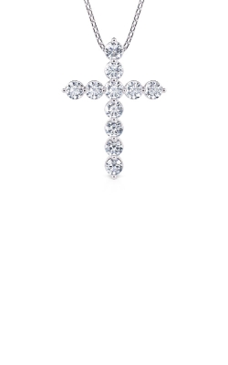 Albert`s 14k White Gold .50ctw Round Diamond Cross Necklace N998-050-1