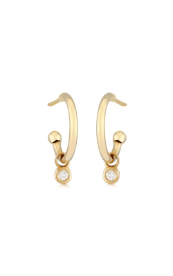 Albert`s 14k Yellow Gold & .06ctw Diamond Hoop Earrings 03/606-D