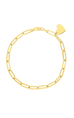 Albert's 14k Yellow Gold Paperclip 7.5IN Heart Bracelet MF036854-14Y
