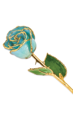 Albert's Lacquer Dipped Gold Trimmed Aquamarine Blue Real Rose GM22722