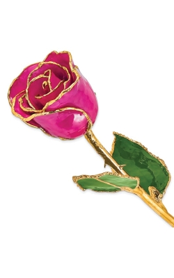 Albert's Lacquer Dipped Gold Trimmed Fuchsia Real Rose GM3737