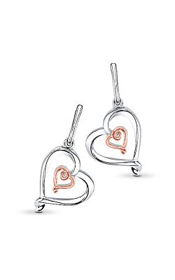 Albert`s Sterling Silver and 10k Rose Gold Diamond Heart Earrings 2216660017W0P