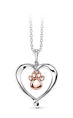 Albert's Sterling Silver & 10k Rose Gold Dog Paw Heart Necklace 2428670017WOP