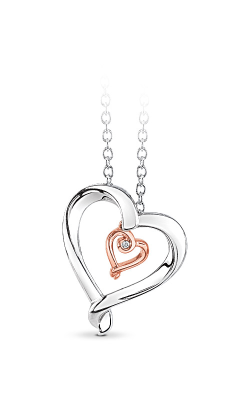 Albert's Sterling Silver and 10k Rose Gold Diamond Heart Necklace 2428930017W0P