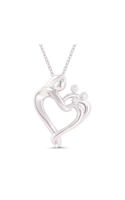 Albert's Sterling Silver 3 Diamond Family Heart Necklace 2432540037W