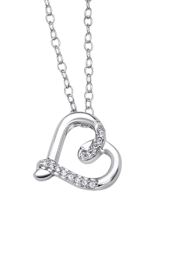 Albert's Sterling Silver .03ctw Diamond Heart Necklace 2448610037W-01