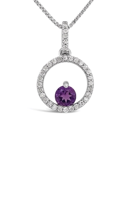 Albert`s Sterling Silver Amethyst and Diamond Circle Necklace P6785-FEB-AM-SS