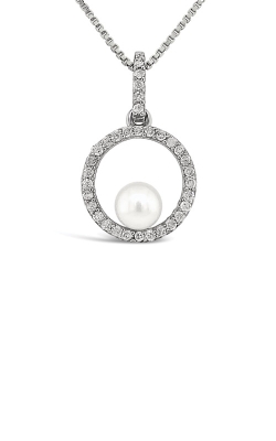 Albert`s Sterling Silver Pearl and Diamond Circle Necklace P6786-JUN-PR-SS