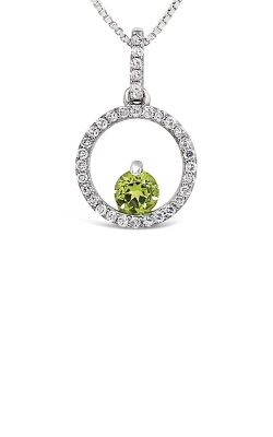 Albert`s Sterling Silver Peridot and Diamond Circle Necklace P6785-AUG-PE-SS