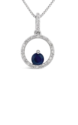 Albert`s Sterling Silver Blue Sapphire and Diamond Circle Necklace P6785-SEP-SA-SS