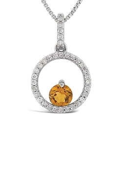 Albert`s Sterling Silver Citrine and Diamond Circle Necklace P6785-NOV-CIT-SS