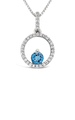 Albert`s Sterling Silver Blue Topaz and Diamond Circle Necklace P6785-DEC-BT-SS