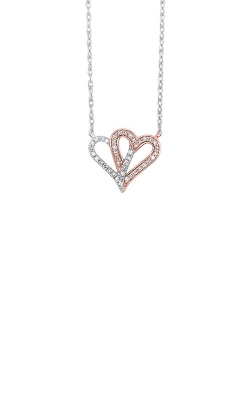 Albert's 10k White and Pink 1/8ctw Diamond Heart Necklace PD35331-1WPSC