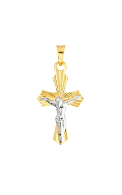 Albert`s 14k Gold Two Tone Small Diamond Cut Crucifix Pendant MF011499-14YB