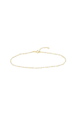 Albert's 14k Yellow Gold White Enamel Bead Piatto Chain Bracelet MF038981