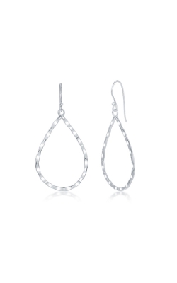 Albert's Sterling Silver Hammered Pear Shaped Earrings A-2588