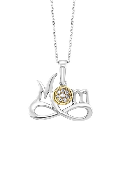 Albert`s 10k Yellow Silver Diamond Mom Necklace PD10839-1YSSC