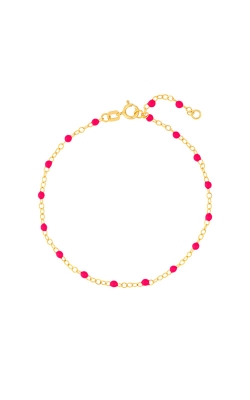 Albert's 14k Yellow Gold Neon Pink Enamel Bead Piatto Chain MF040537